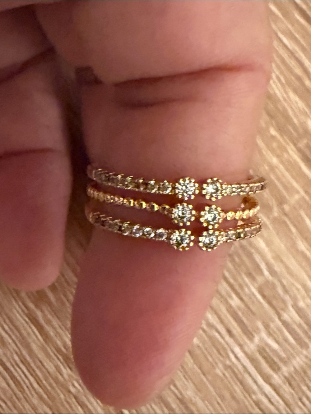 Gold-Tone Triple Band Crystal Floral Ring - Women Jewelry